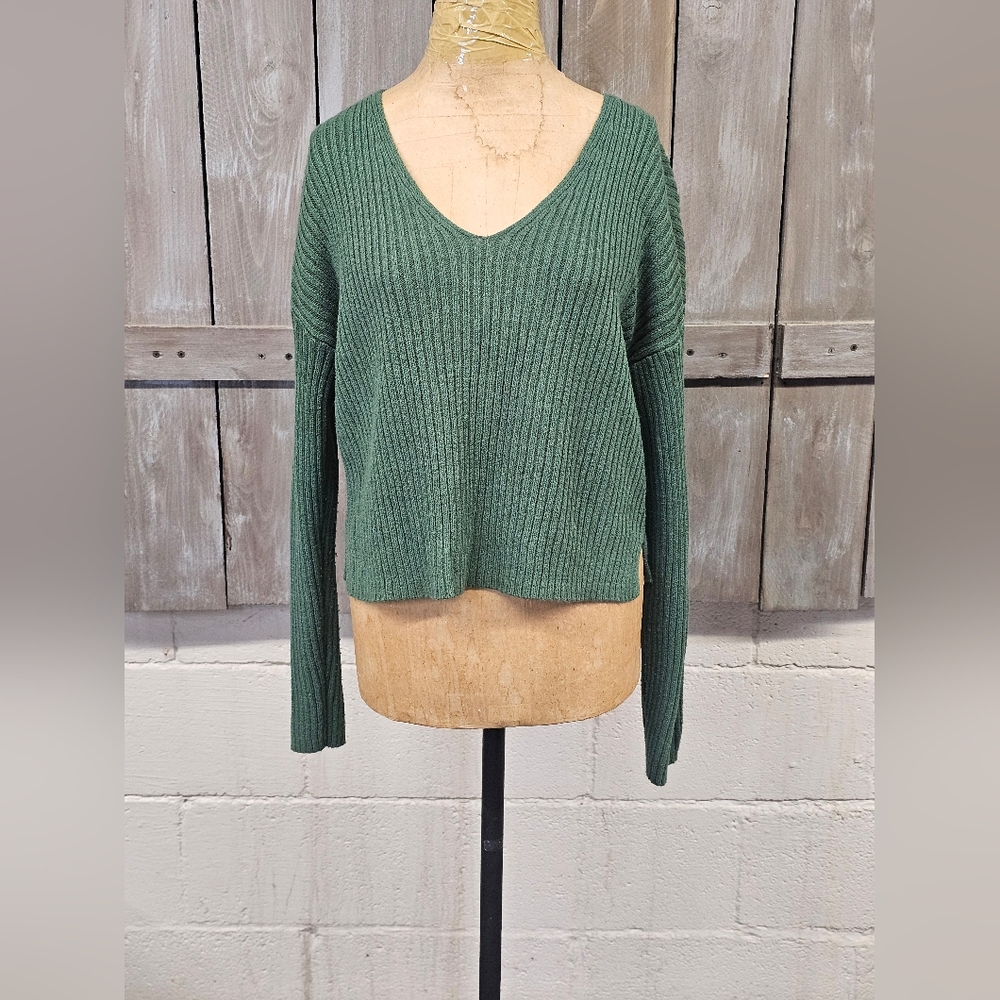 Wild Fable Cropped Sweater Juniors Size XXL‎ Green Knit Juniors V-Neck Target
